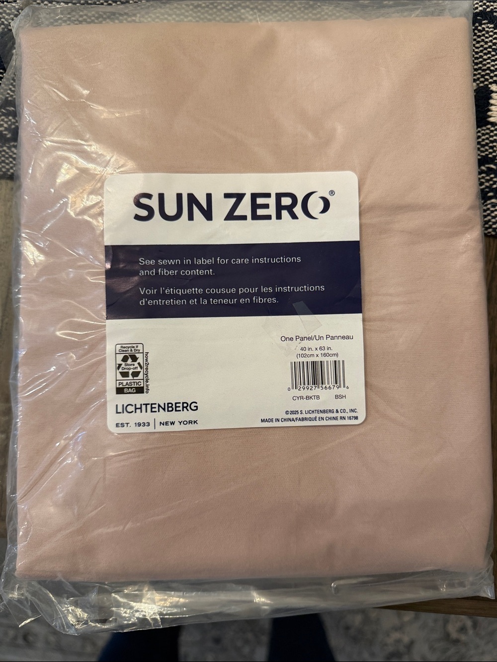 Sun Zero Lichtenberg blush Curtain Panel - Soft Pink Window Panel